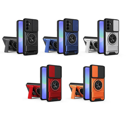 Samsung Galaxy A36 5G Multifunctional Magnetic Shockproof Phone Case with Sliding Lens Window Stand Cover