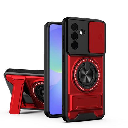 Samsung Galaxy A36 5G Multifunctional Magnetic Shockproof Phone Case with Sliding Lens Window Stand Cover