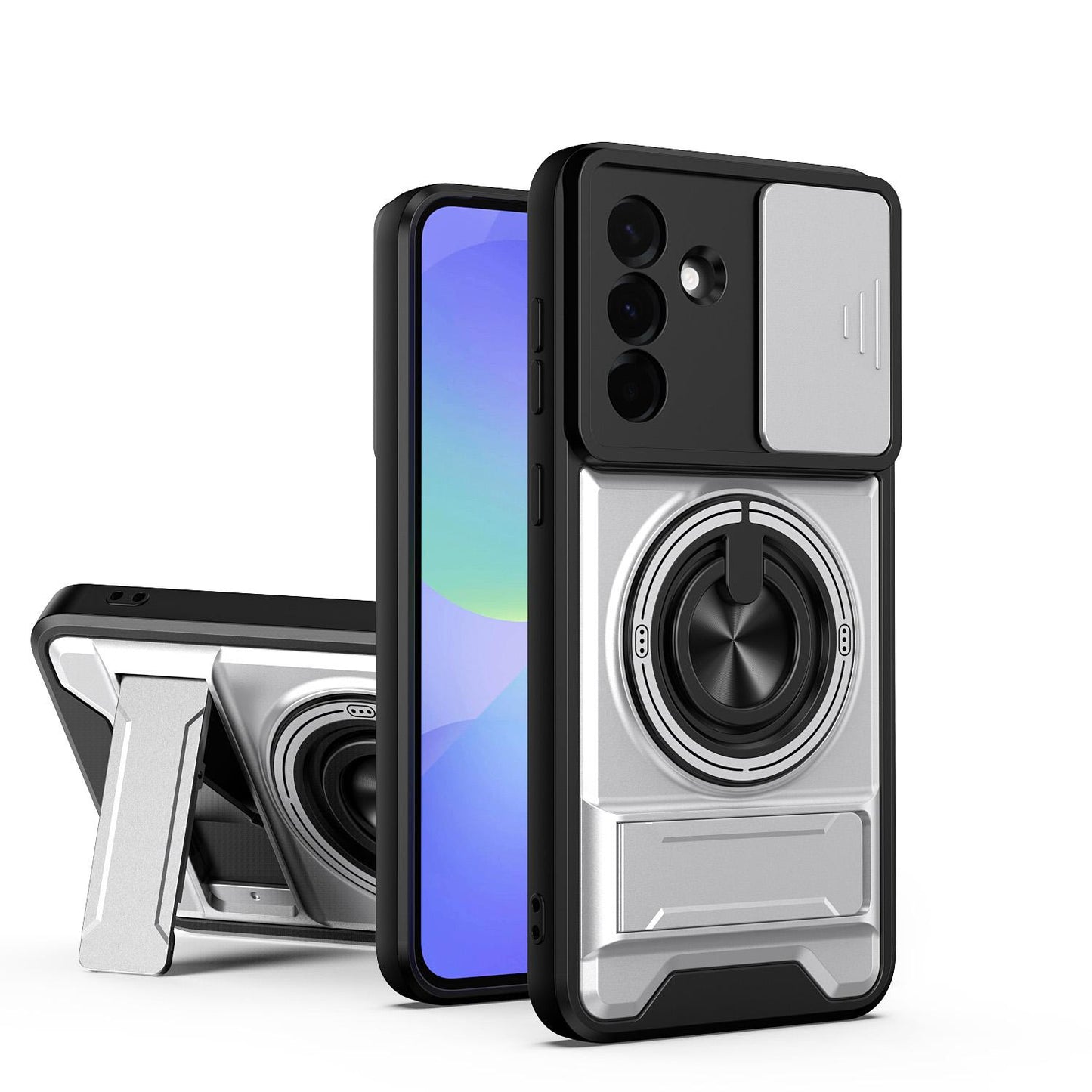 Samsung Galaxy A36 5G Multifunctional Magnetic Shockproof Phone Case with Sliding Lens Window Stand Cover
