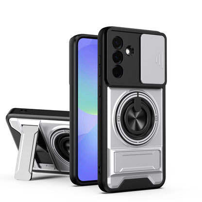 Samsung Galaxy A36 5G Multifunctional Magnetic Shockproof Phone Case with Sliding Lens Window Stand Cover
