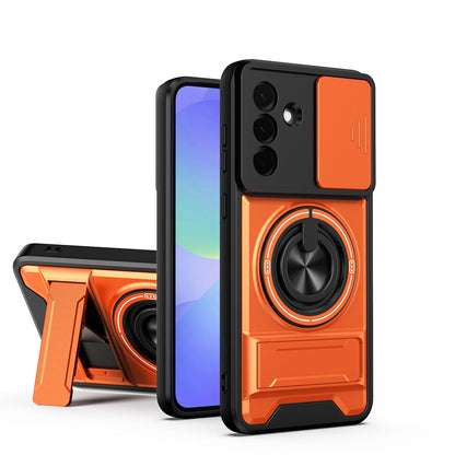 Samsung Galaxy A36 5G Multifunctional Magnetic Shockproof Phone Case with Sliding Lens Window Stand Cover