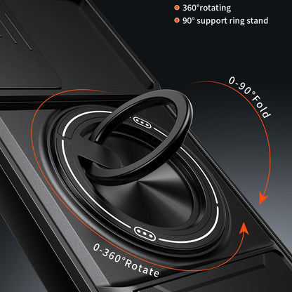 Samsung Galaxy A55 5G Multifunctional Magnetic Shockproof Phone Case with Sliding Lens Window Stand Cover