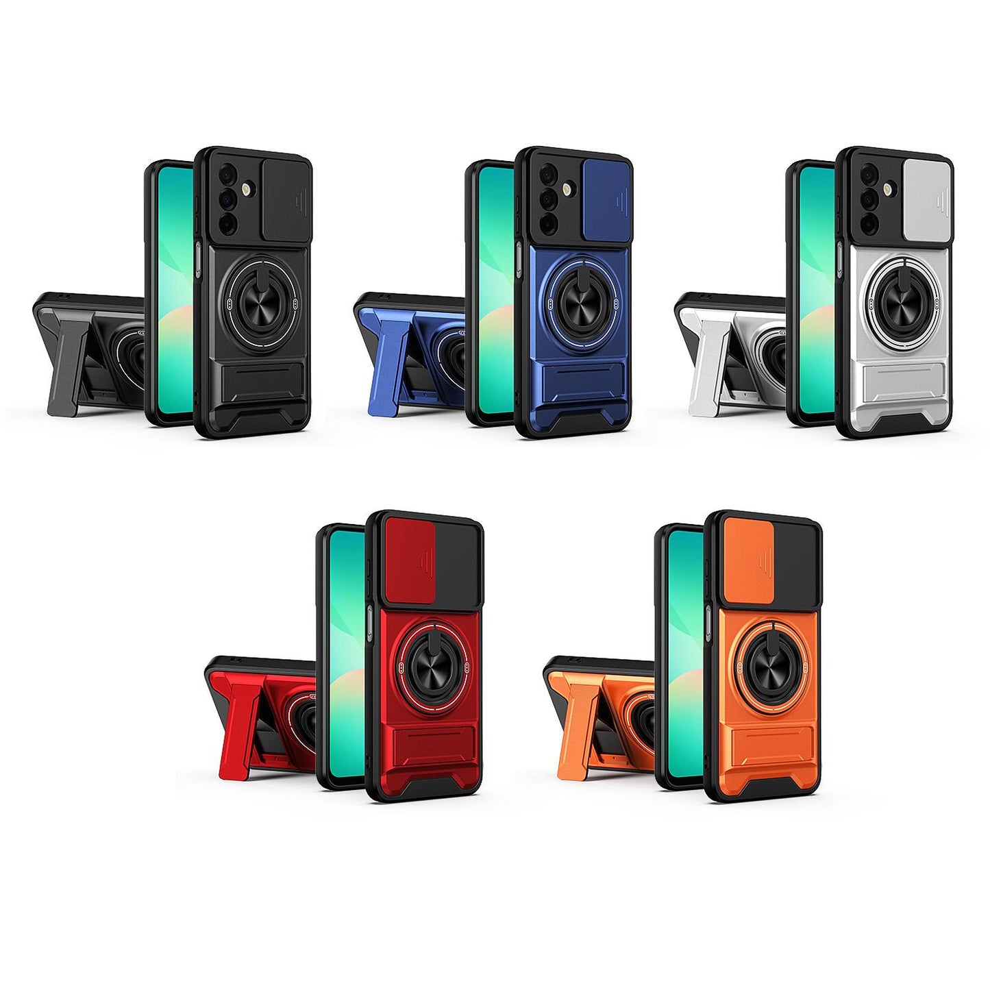 Samsung Galaxy A26 5G Multifunctional Magnetic Shockproof Phone Case with Sliding Lens Window Stand Cover