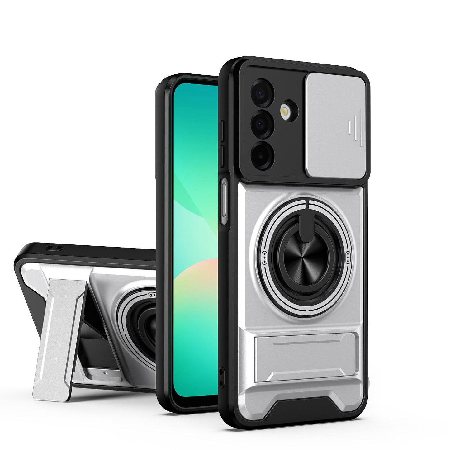 Samsung Galaxy A26 5G Multifunctional Magnetic Shockproof Phone Case with Sliding Lens Window Stand Cover