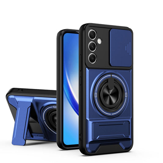Samsung Galaxy A34 5G Multifunctional Magnetic Shockproof Phone Case with Sliding Lens Window Stand Cover