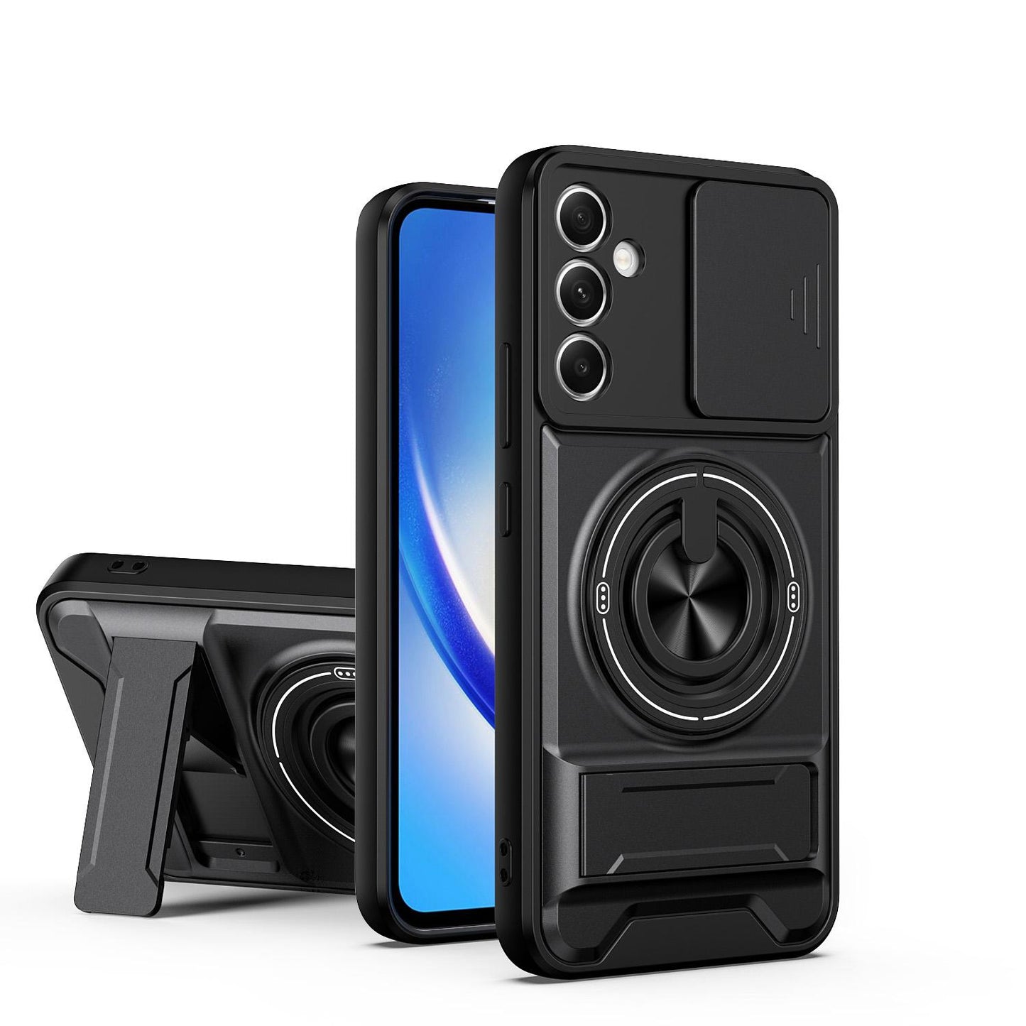 Samsung Galaxy A34 5G Multifunctional Magnetic Shockproof Phone Case with Sliding Lens Window Stand Cover