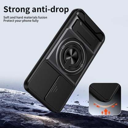 Samsung Galaxy A34 5G Multifunctional Magnetic Shockproof Phone Case with Sliding Lens Window Stand Cover