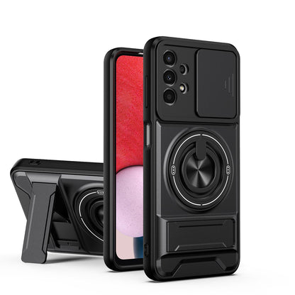 Samsung Galaxy A13 4G Multifunctional Magnetic Shockproof Phone Case with Sliding Lens Window Stand Cover
