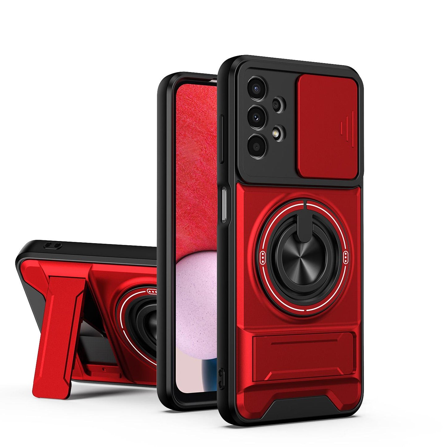 Samsung Galaxy A13 4G Multifunctional Magnetic Shockproof Phone Case with Sliding Lens Window Stand Cover