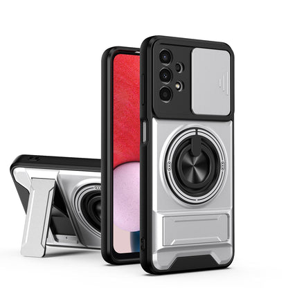 Samsung Galaxy A13 4G Multifunctional Magnetic Shockproof Phone Case with Sliding Lens Window Stand Cover