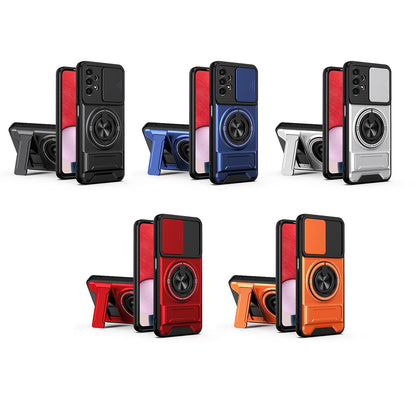 Samsung Galaxy A13 4G Multifunctional Magnetic Shockproof Phone Case with Sliding Lens Window Stand Cover