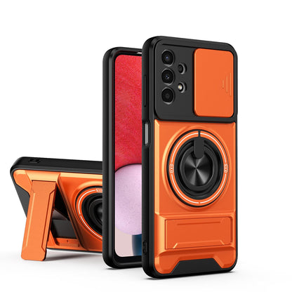 Samsung Galaxy A13 4G Multifunctional Magnetic Shockproof Phone Case with Sliding Lens Window Stand Cover