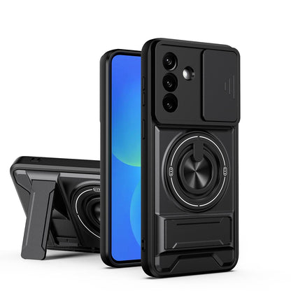 Samsung Galaxy A37 5G Multifunctional Magnetic Shockproof Phone Case with Sliding Lens Window Stand Cover