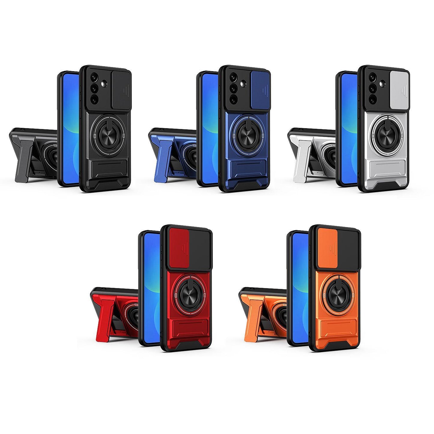 Samsung Galaxy A27 5G Multifunctional Magnetic Shockproof Phone Case with Sliding Lens Window Stand Cover