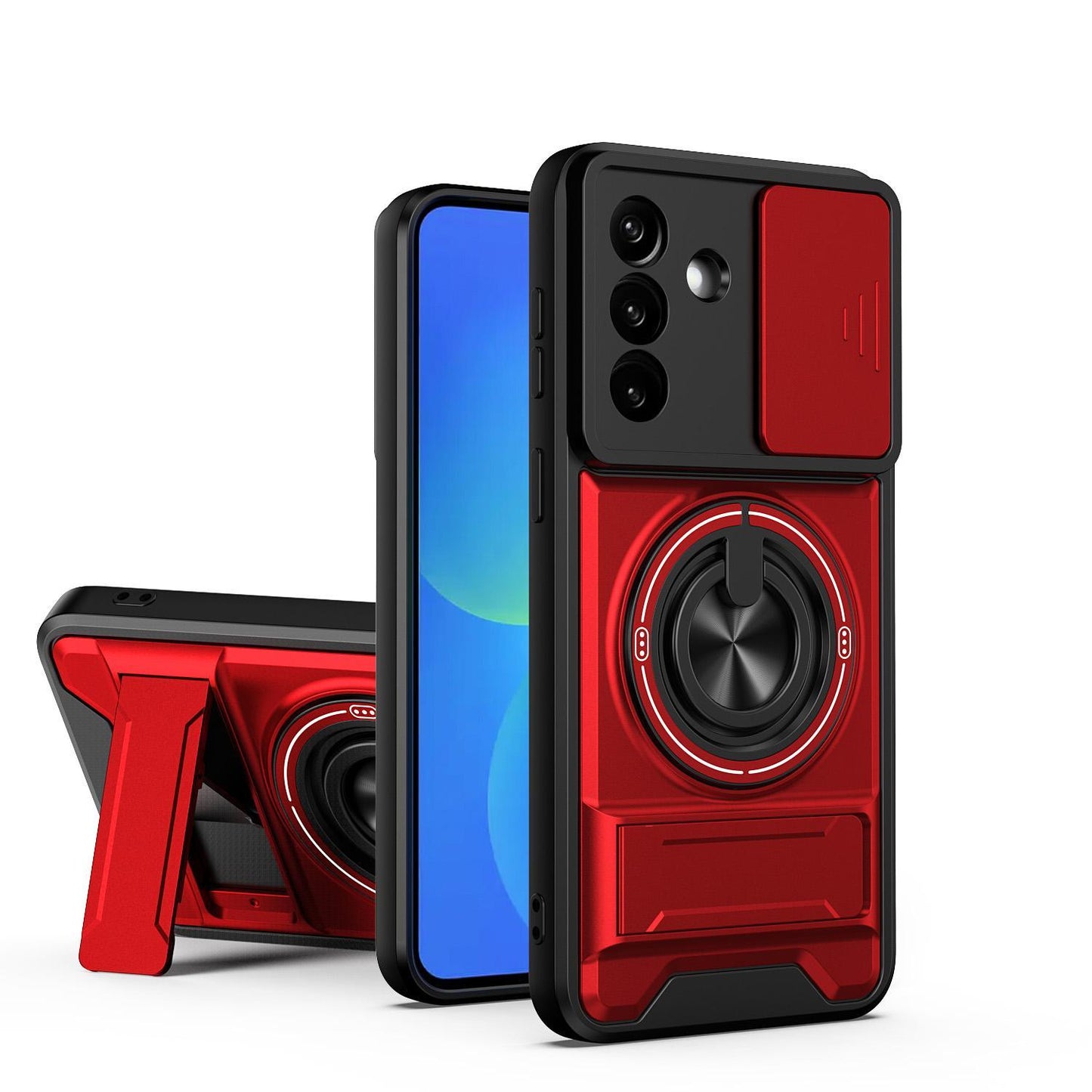 Samsung Galaxy A27 5G Multifunctional Magnetic Shockproof Phone Case with Sliding Lens Window Stand Cover