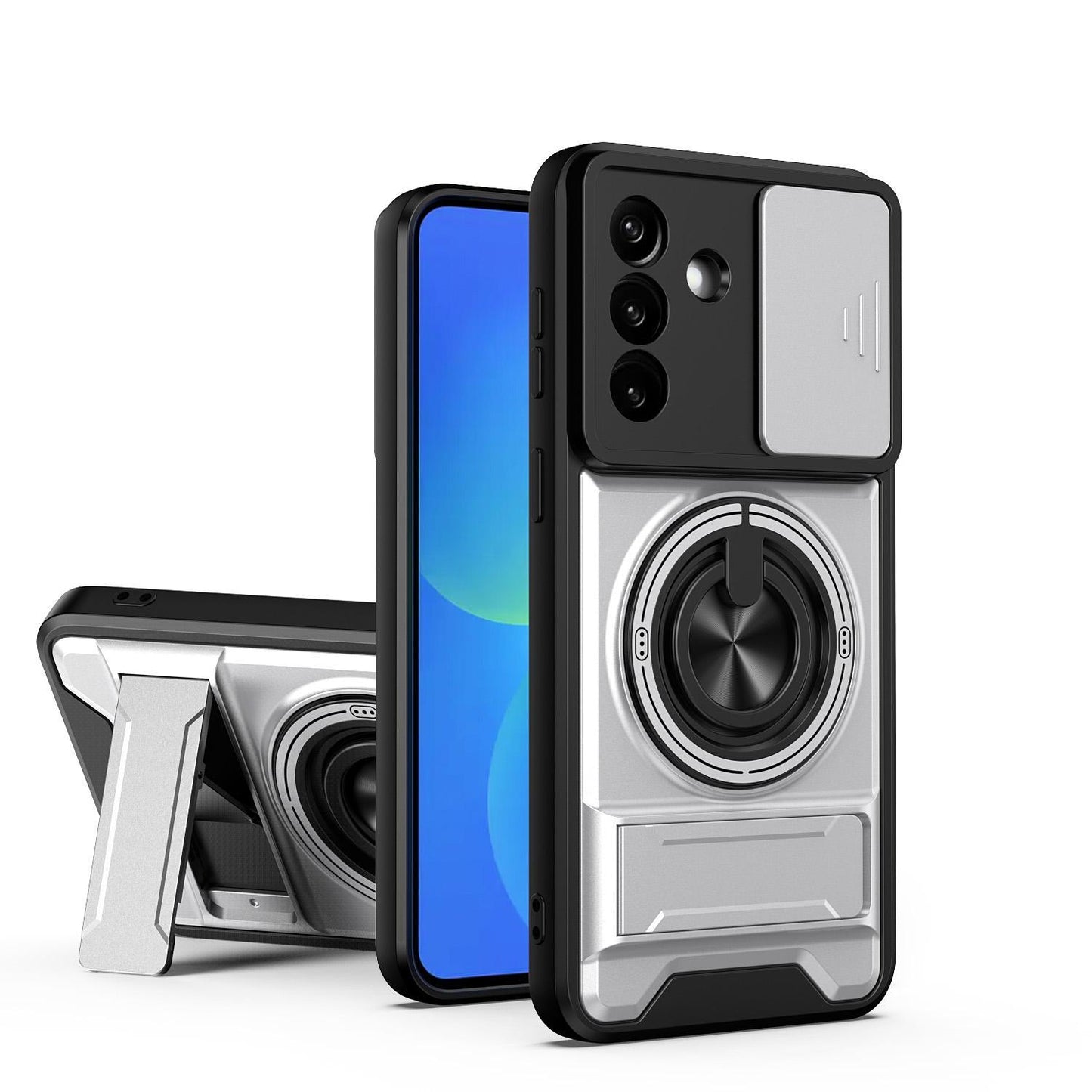 Samsung Galaxy A27 5G Multifunctional Magnetic Shockproof Phone Case with Sliding Lens Window Stand Cover