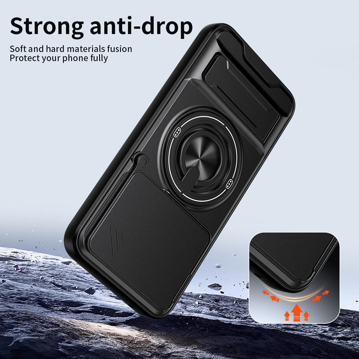 Xiaomi 15T 5G Multifunctional Magnetic Shockproof Phone Case with Sliding Lens Window Stand Cover
