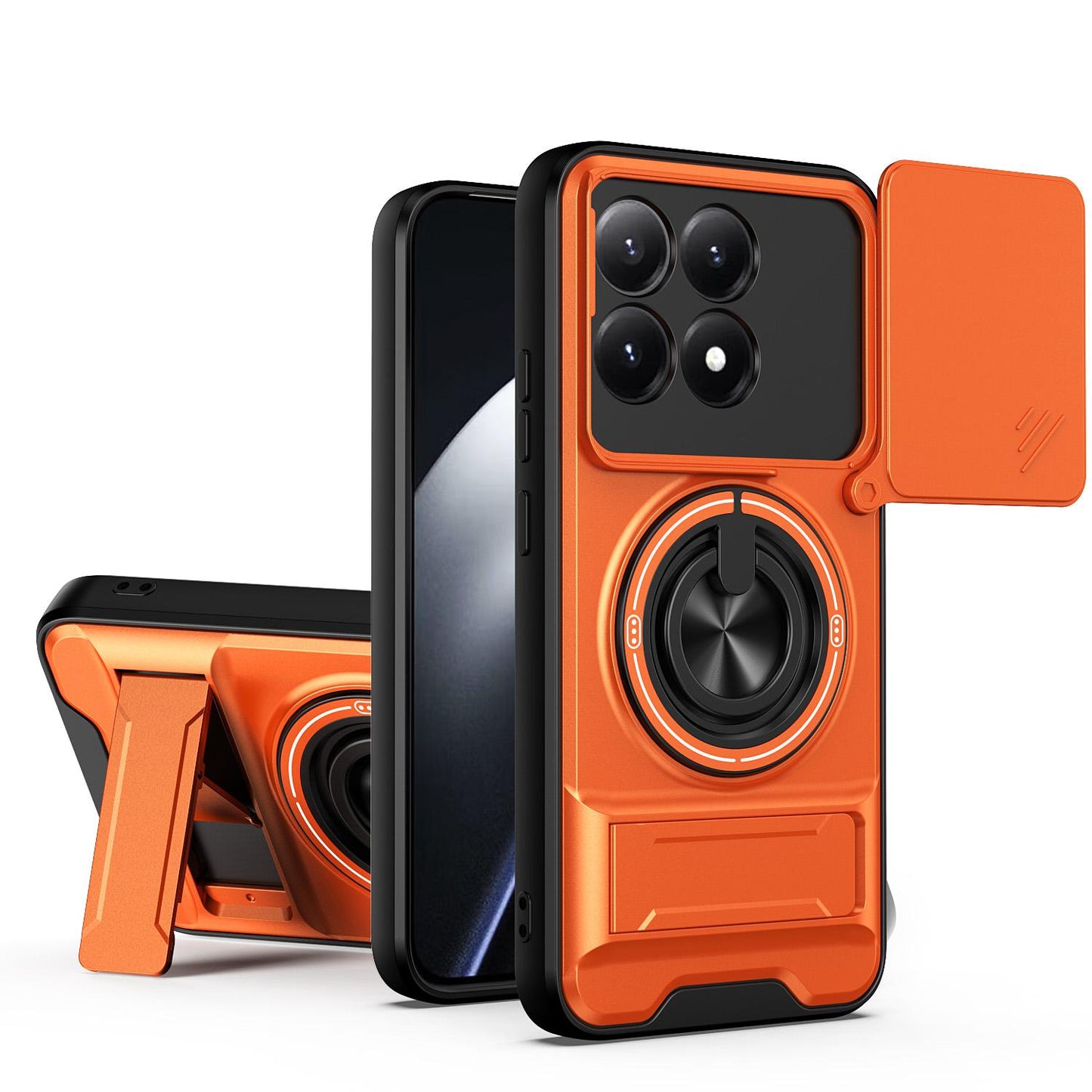 Xiaomi 15T 5G Multifunctional Magnetic Shockproof Phone Case with Sliding Lens Window Stand Cover