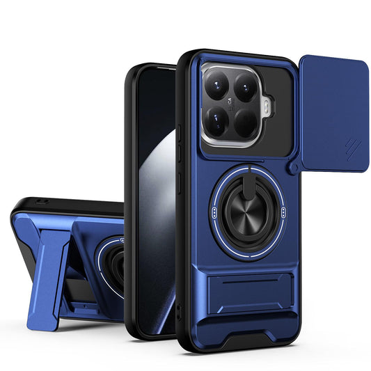 Xiaomi 15T Pro 5G Multifunctional Magnetic Shockproof Phone Case with Sliding Lens Window Stand Cover