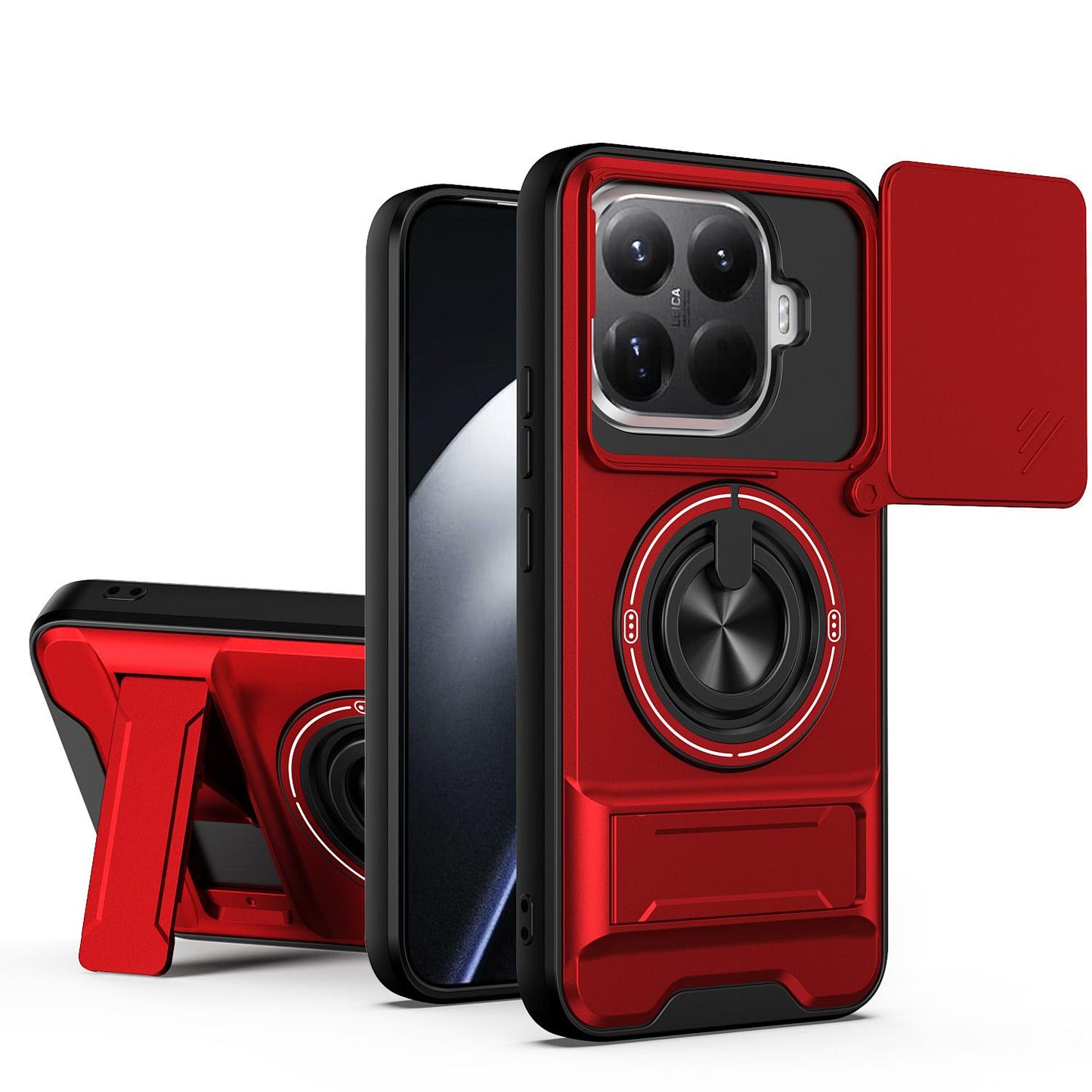 Xiaomi 15T Pro 5G Multifunctional Magnetic Shockproof Phone Case with Sliding Lens Window Stand Cover