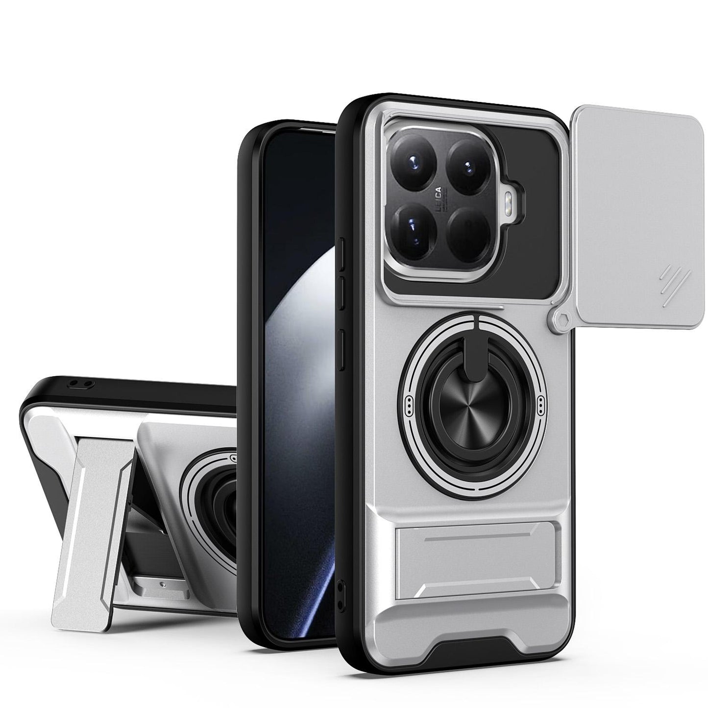 Xiaomi 15T Pro 5G Multifunctional Magnetic Shockproof Phone Case with Sliding Lens Window Stand Cover