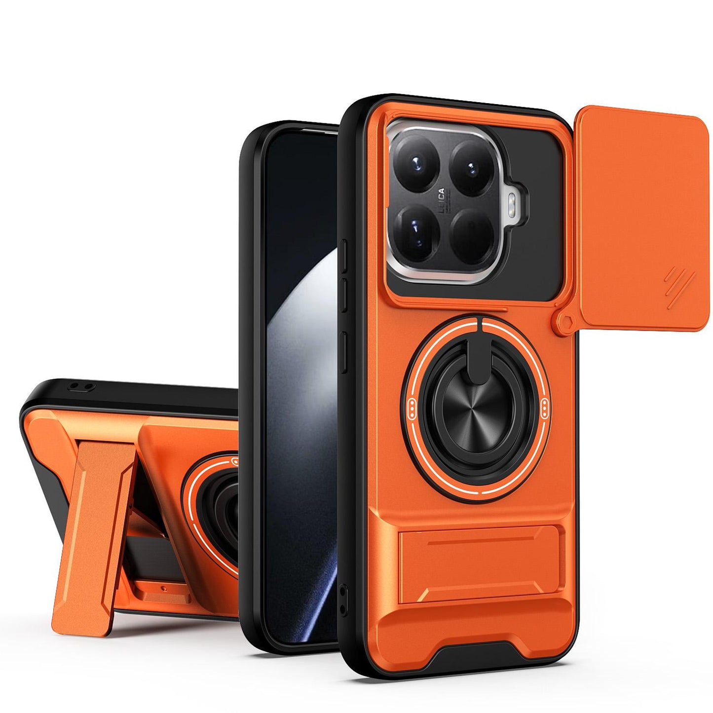 Xiaomi 15T Pro 5G Multifunctional Magnetic Shockproof Phone Case with Sliding Lens Window Stand Cover