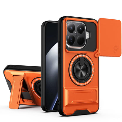 Xiaomi 15T Pro 5G Multifunctional Magnetic Shockproof Phone Case with Sliding Lens Window Stand Cover