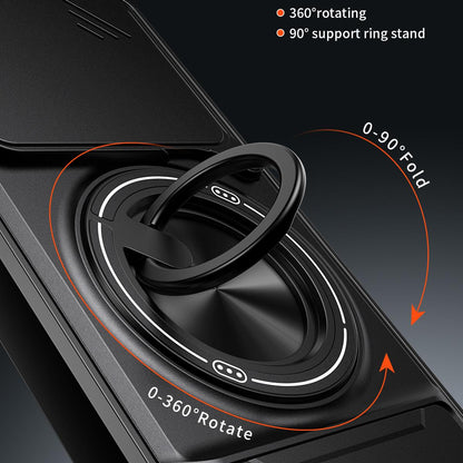Xiaomi Poco M7 Pro 5G Multifunctional Magnetic Shockproof Phone Case with Sliding Lens Window Stand Cover