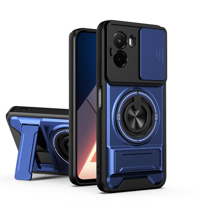 Xiaomi Poco M7 4G 169mm Multifunctional Magnetic Shockproof Phone Case with Sliding Lens Window Stand Cover