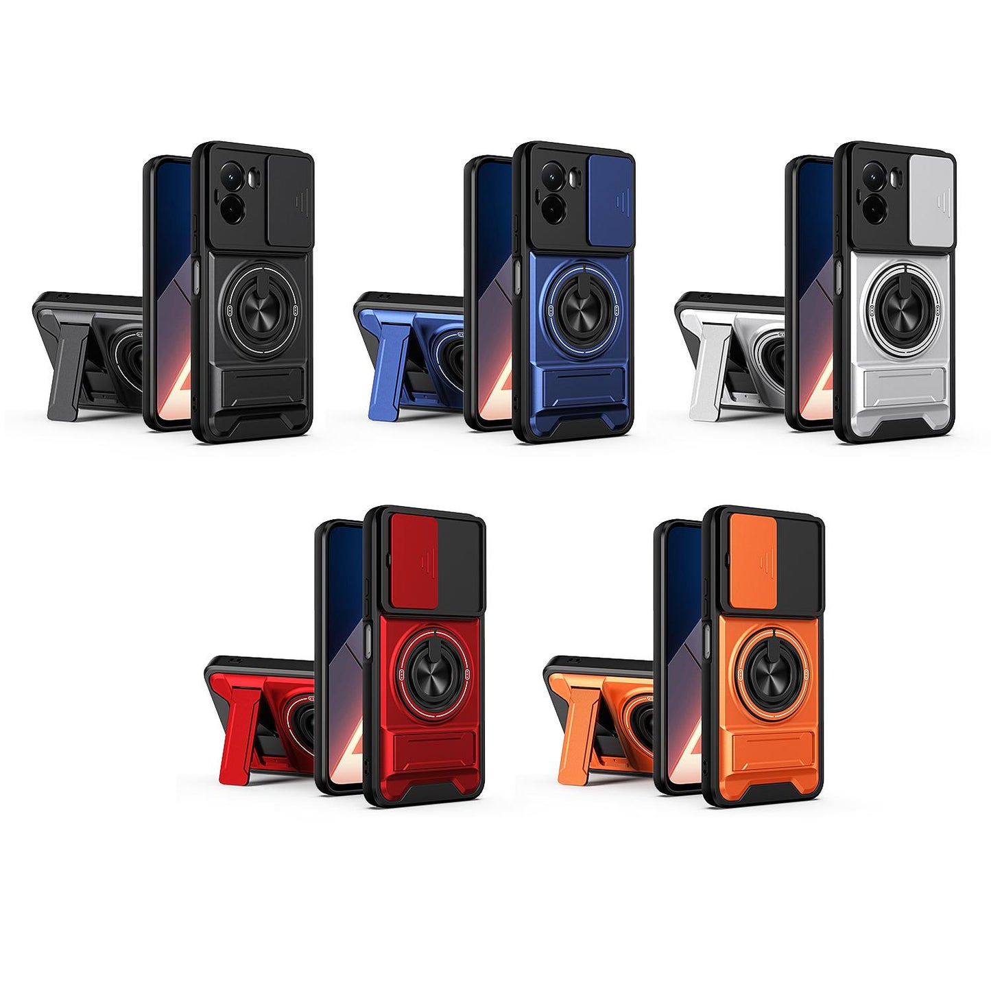 Xiaomi Poco M7 4G 169mm Multifunctional Magnetic Shockproof Phone Case with Sliding Lens Window Stand Cover