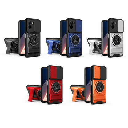 Xiaomi Poco M7 4G 169mm Multifunctional Magnetic Shockproof Phone Case with Sliding Lens Window Stand Cover