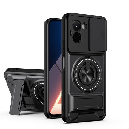 Xiaomi Poco M7 4G 169mm Multifunctional Magnetic Shockproof Phone Case with Sliding Lens Window Stand Cover