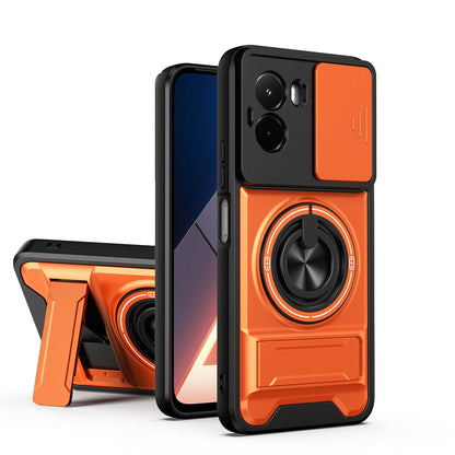 Xiaomi Poco M7 4G 169mm Multifunctional Magnetic Shockproof Phone Case with Sliding Lens Window Stand Cover