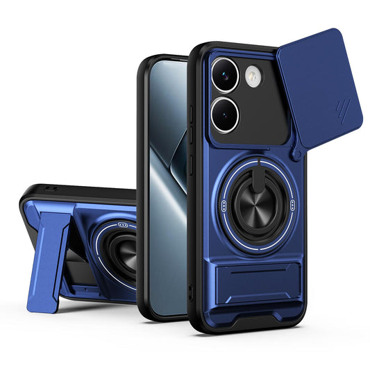 Xiaomi Poco X8 Pro 5G Multifunctional Magnetic Shockproof Phone Case with Sliding Lens Window Stand Cover