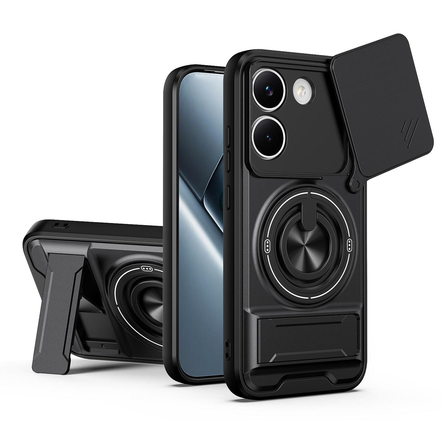 Xiaomi Poco X8 Pro 5G Multifunctional Magnetic Shockproof Phone Case with Sliding Lens Window Stand Cover