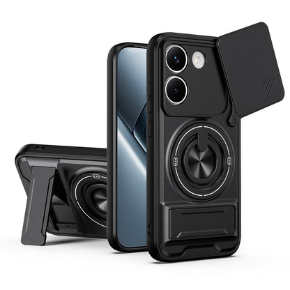 Xiaomi Poco X8 Pro 5G Multifunctional Magnetic Shockproof Phone Case with Sliding Lens Window Stand Cover