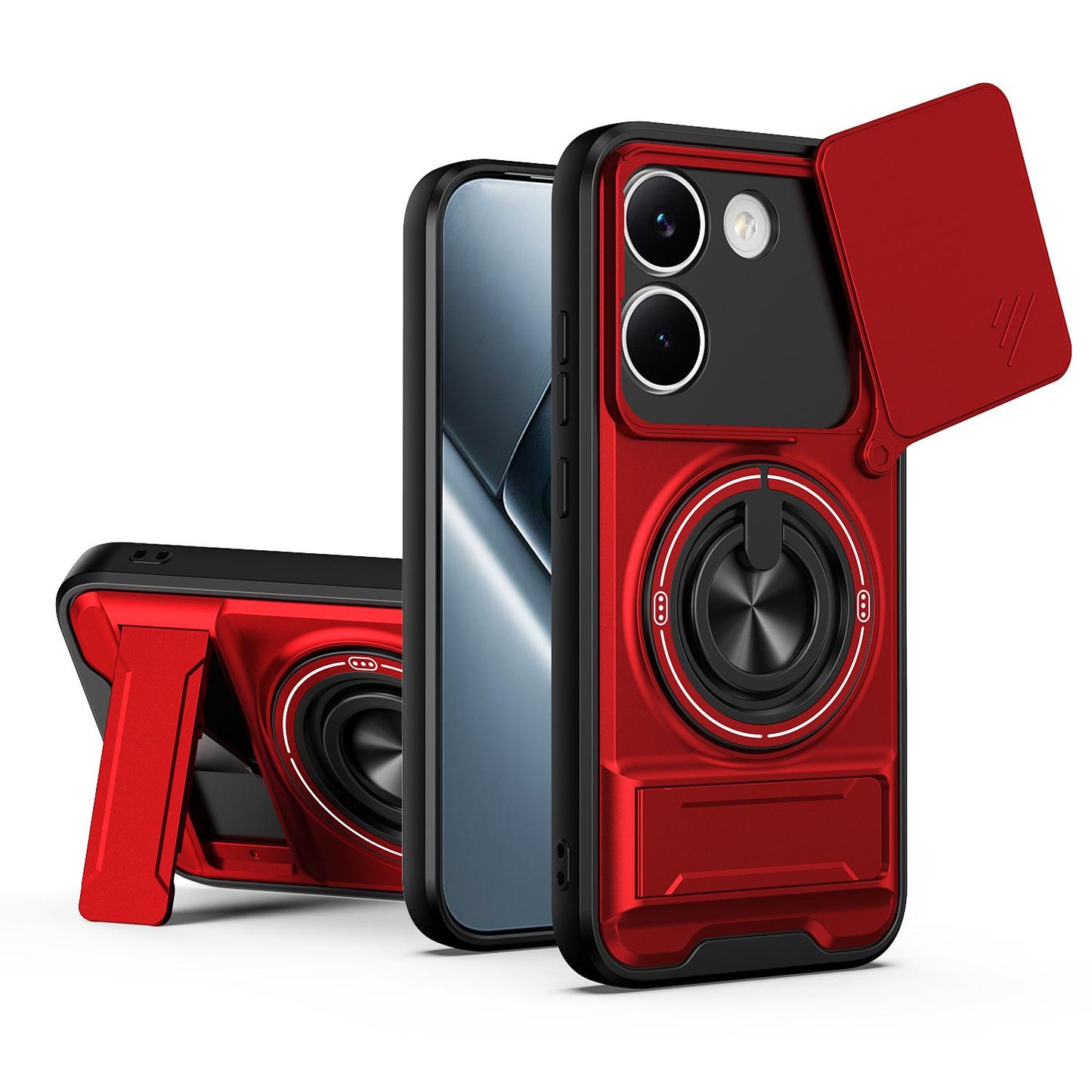 Xiaomi Poco X8 Pro 5G Multifunctional Magnetic Shockproof Phone Case with Sliding Lens Window Stand Cover