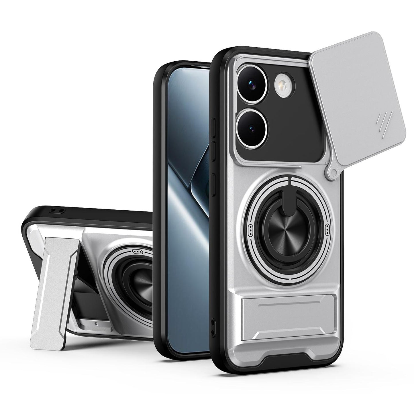 Xiaomi Poco X8 Pro 5G Multifunctional Magnetic Shockproof Phone Case with Sliding Lens Window Stand Cover