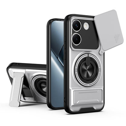 Xiaomi Poco X8 Pro 5G Multifunctional Magnetic Shockproof Phone Case with Sliding Lens Window Stand Cover