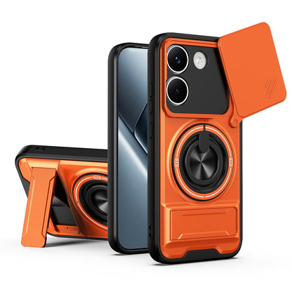 Xiaomi Poco X8 Pro 5G Multifunctional Magnetic Shockproof Phone Case with Sliding Lens Window Stand Cover
