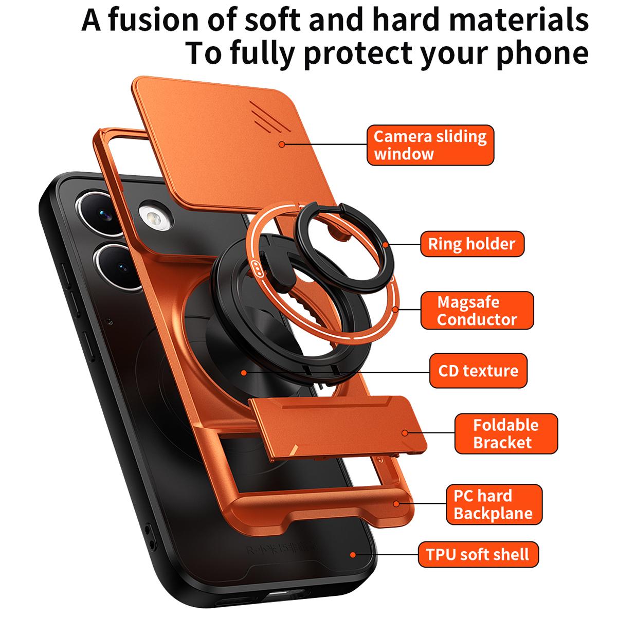 Xiaomi Poco X8 Pro 5G Multifunctional Magnetic Shockproof Phone Case with Sliding Lens Window Stand Cover