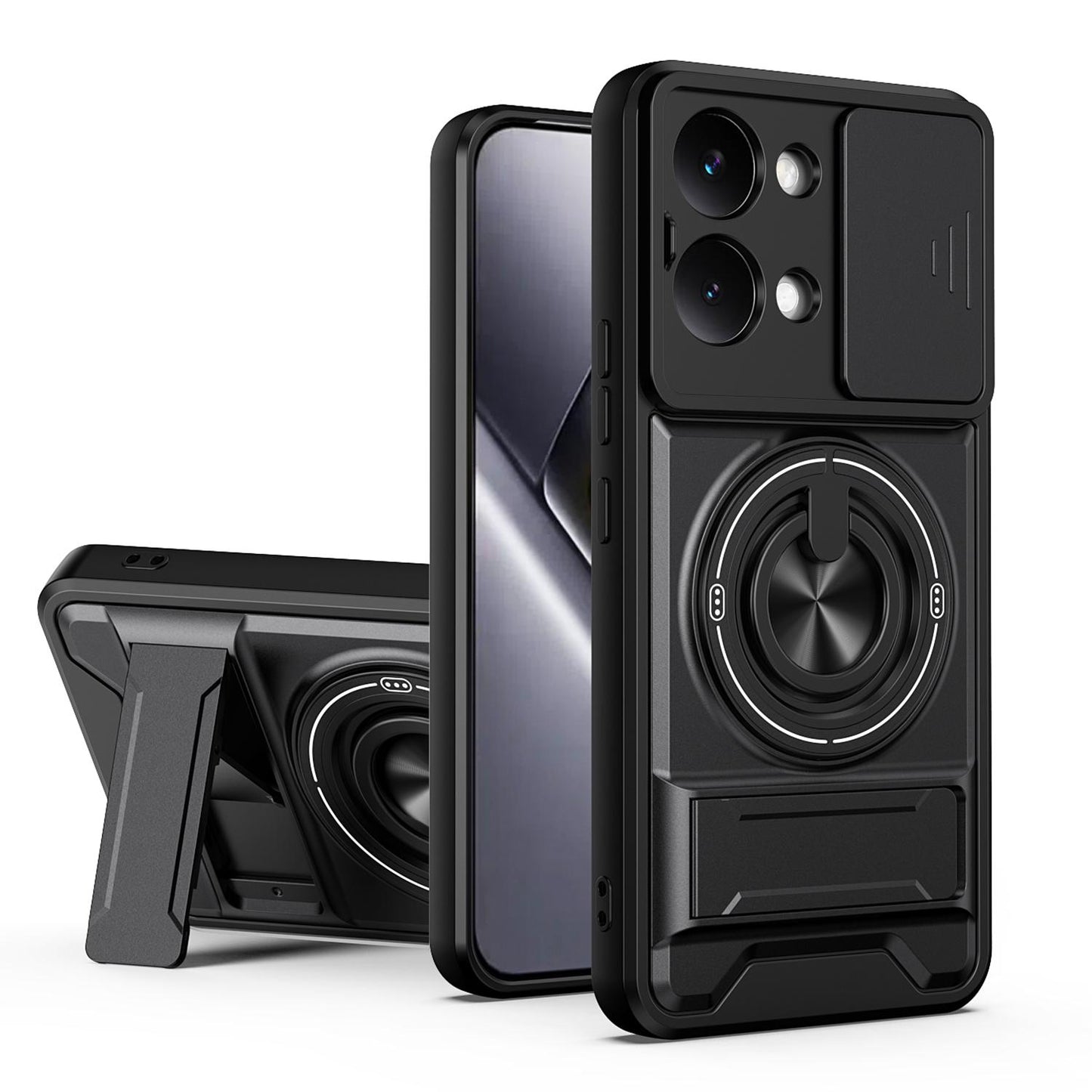 Xiaomi Poco X8 Pro Max 5G Multifunctional Magnetic Shockproof Phone Case with Sliding Lens Window Stand Cover