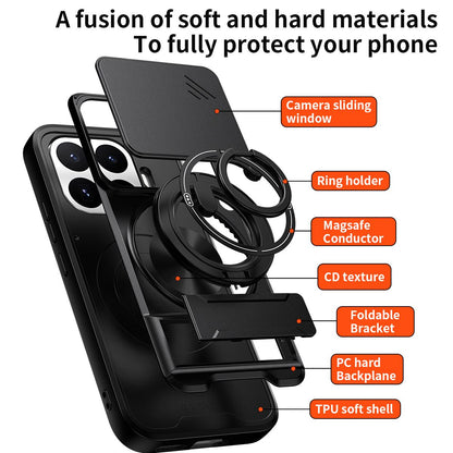 Xiaomi 17T 5G Multifunctional Magnetic Shockproof Phone Case with Sliding Lens Window Stand Cover