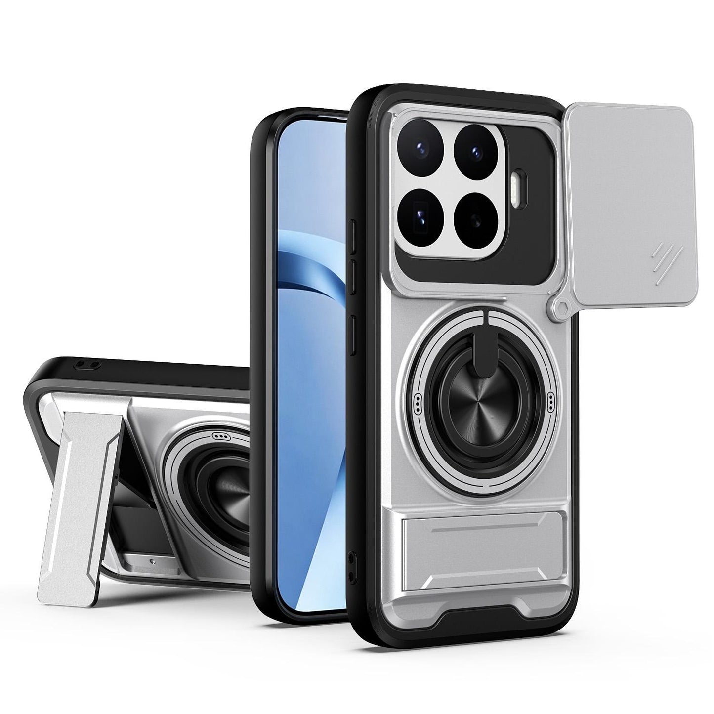 Xiaomi 17T 5G Multifunctional Magnetic Shockproof Phone Case with Sliding Lens Window Stand Cover