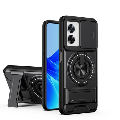 OPPO A57 5G Multifunctional Magnetic Shockproof Phone Case with Sliding Lens Window Stand Cover