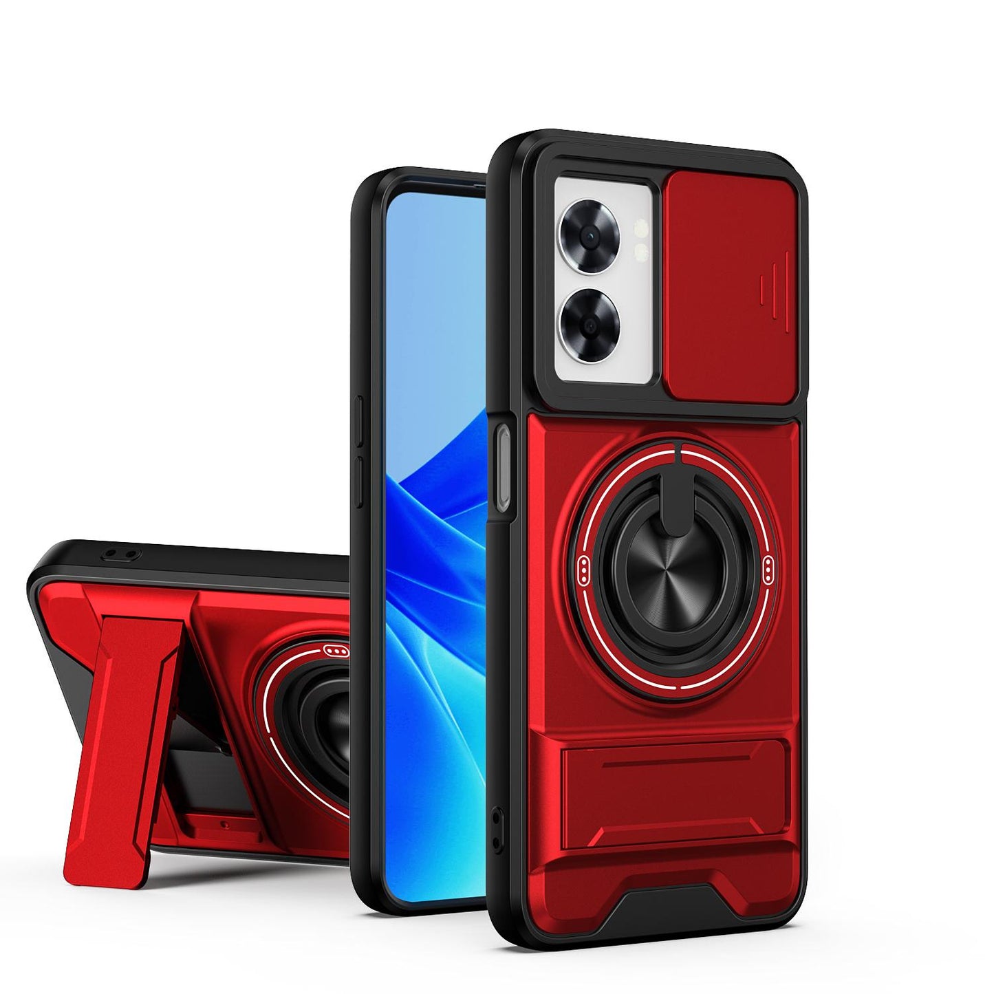 OPPO A57 5G Multifunctional Magnetic Shockproof Phone Case with Sliding Lens Window Stand Cover