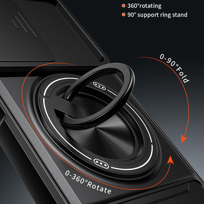 OPPO A57 5G Multifunctional Magnetic Shockproof Phone Case with Sliding Lens Window Stand Cover