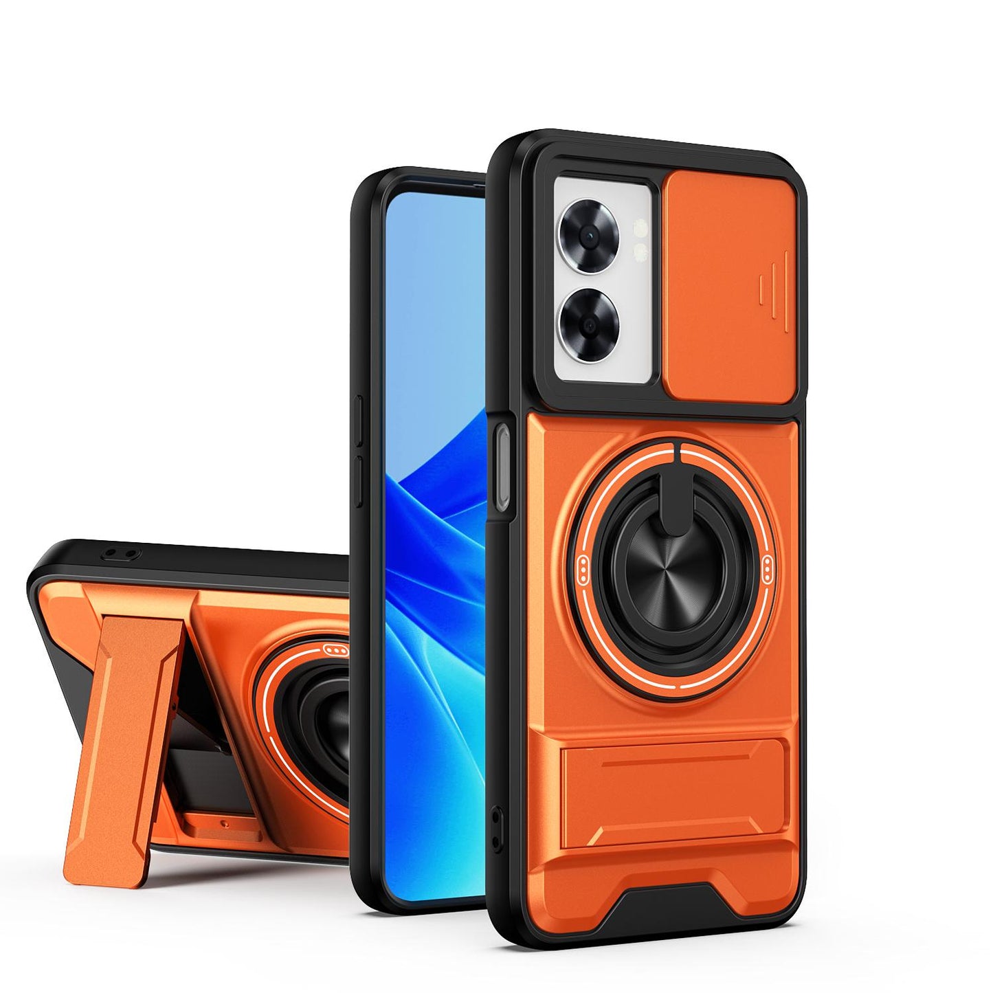 OPPO A57 5G Multifunctional Magnetic Shockproof Phone Case with Sliding Lens Window Stand Cover