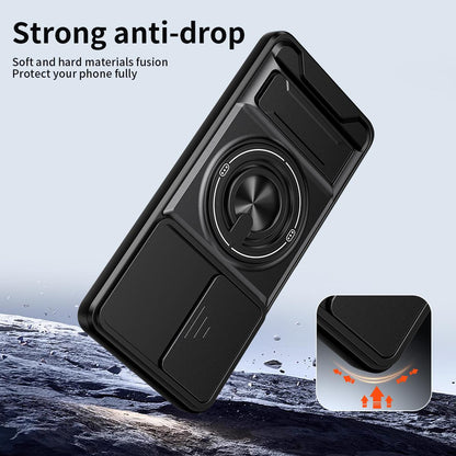 OPPO A58 4G Multifunctional Magnetic Shockproof Phone Case with Sliding Lens Window Stand Cover