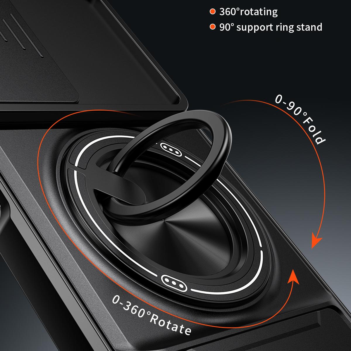 OPPO A58 4G Multifunctional Magnetic Shockproof Phone Case with Sliding Lens Window Stand Cover